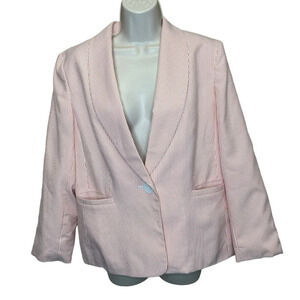Le Suit pink textured pinstriped blazer jacket women’s sz 10